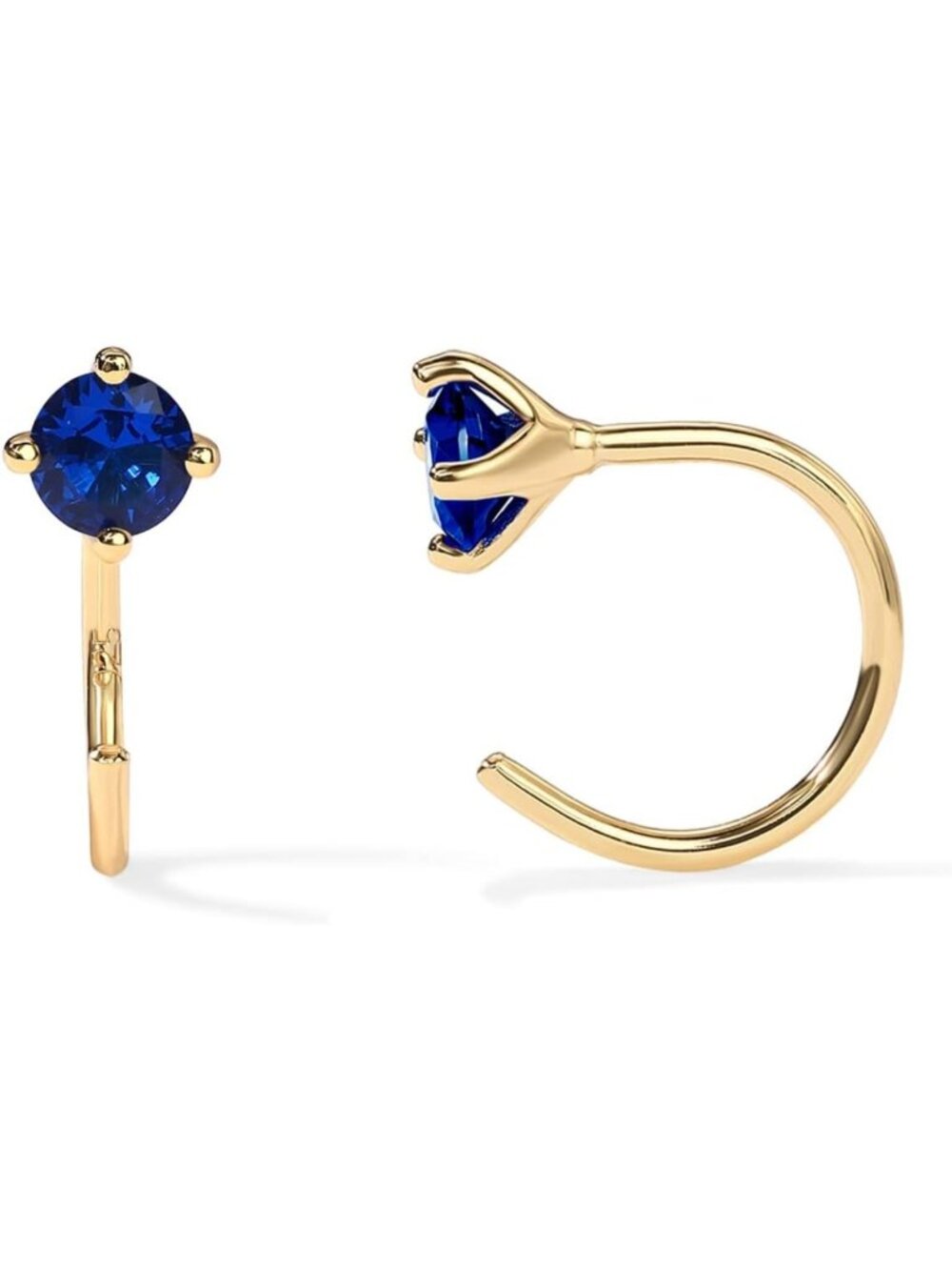 Colorful CZ 14K Gold Huggie Half Hoop Earrings for Women - Stylish & Chic